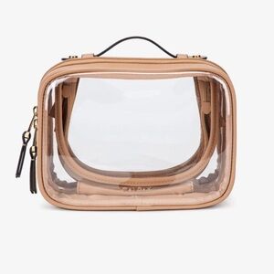 Calpak Small Clear Cosmetics Case in Caramel